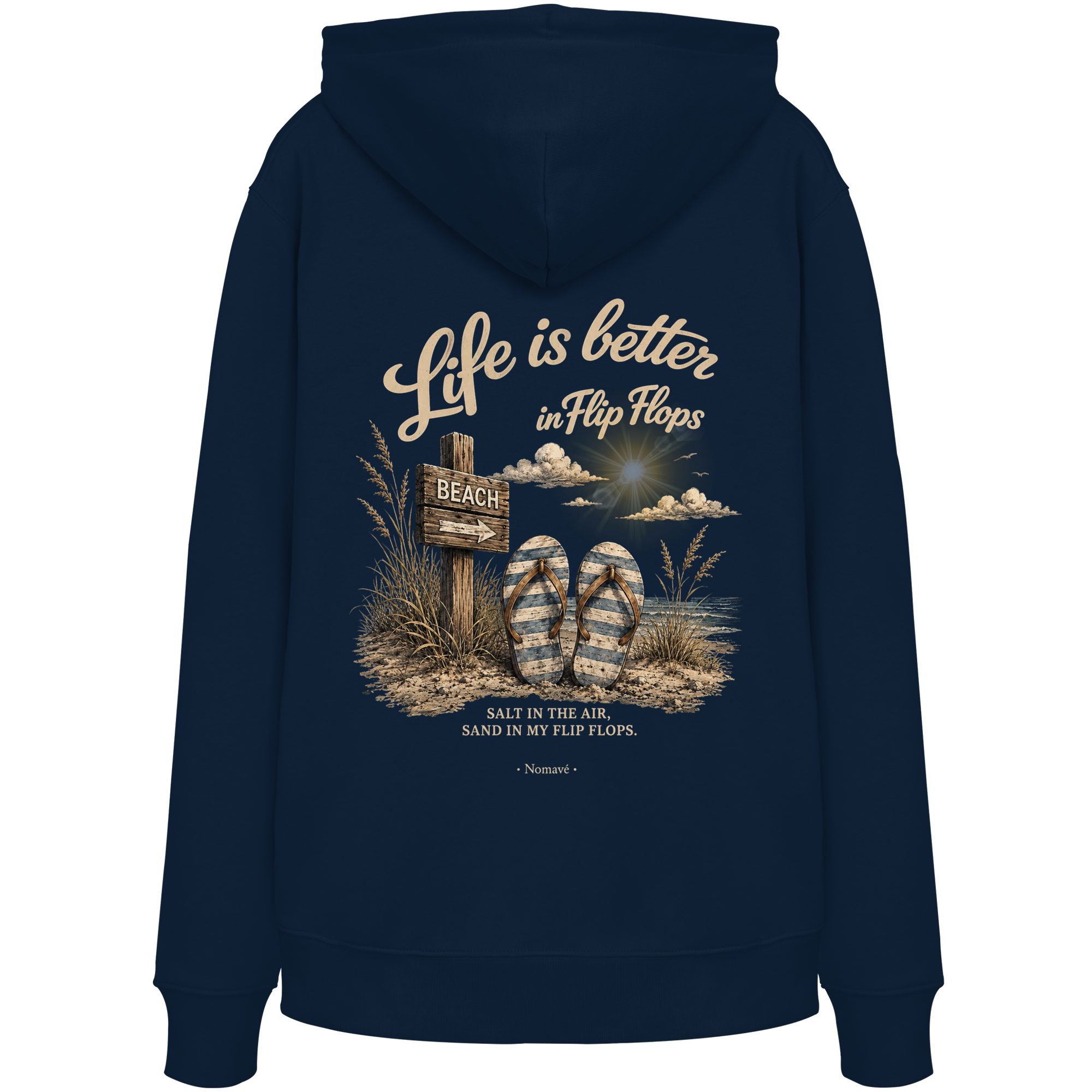 Life-is-better-in-flip-flops-dark-edition-backprint - Organic Hoodie