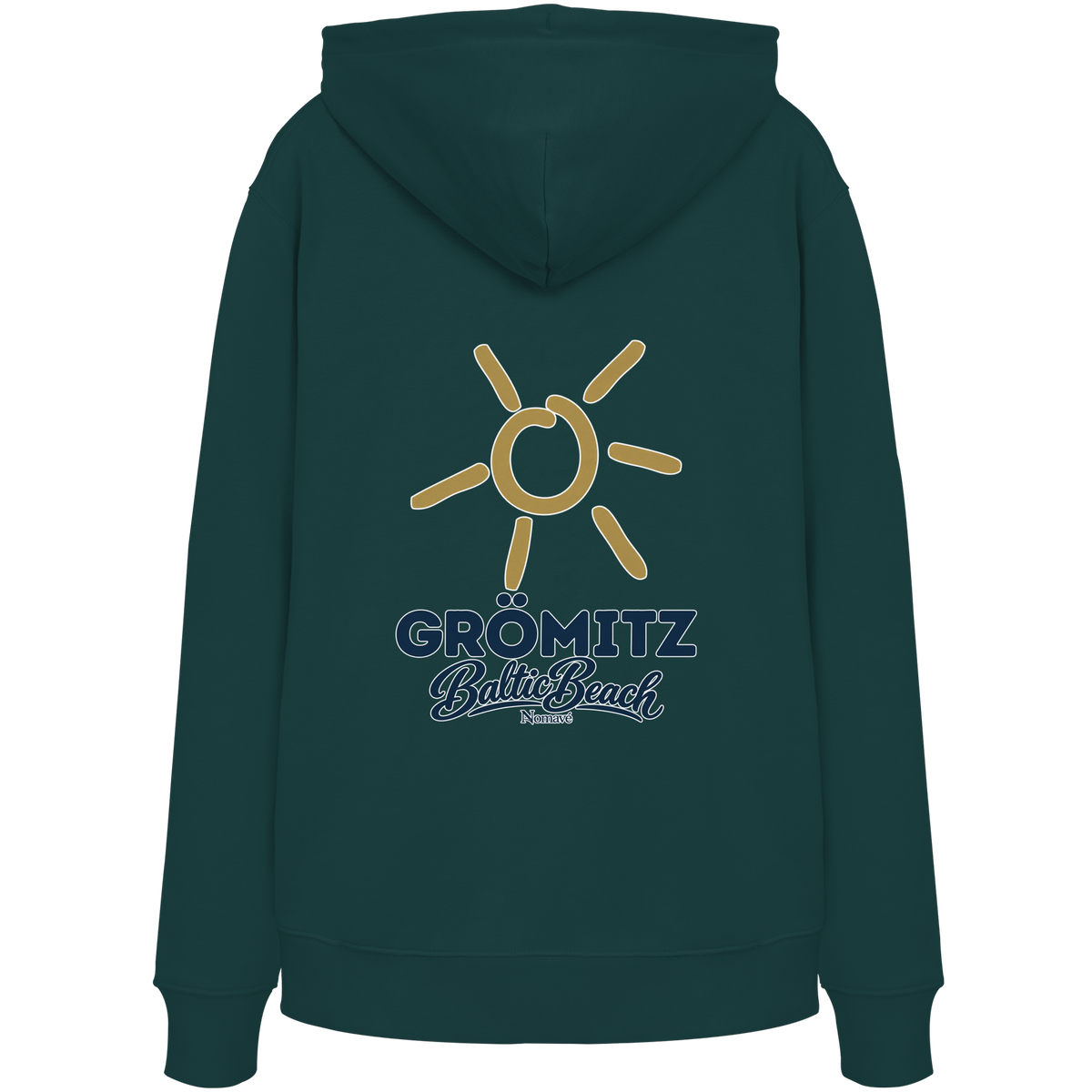 Grömitz Sonne Bio Hoodie Baltic Beach Rückendruck – Shirtigo-Originalmockup 8 (glazed-green)