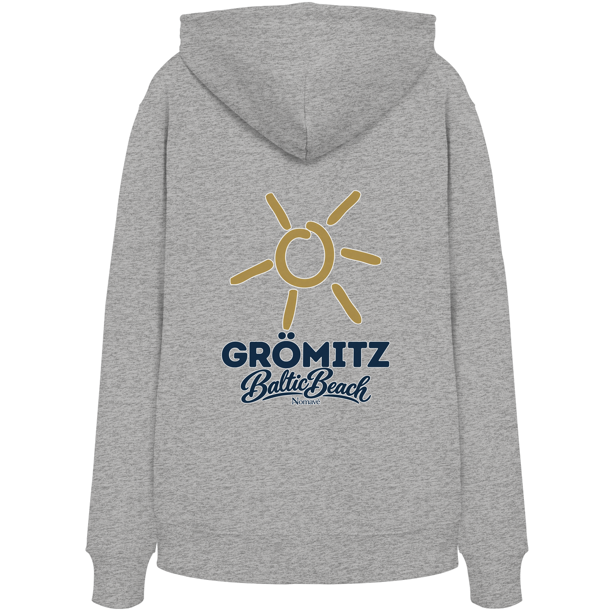 Grömitz Sonne Bio Hoodie Baltic Beach Rückendruck – Shirtigo-Originalmockup 3 (heather-grey)