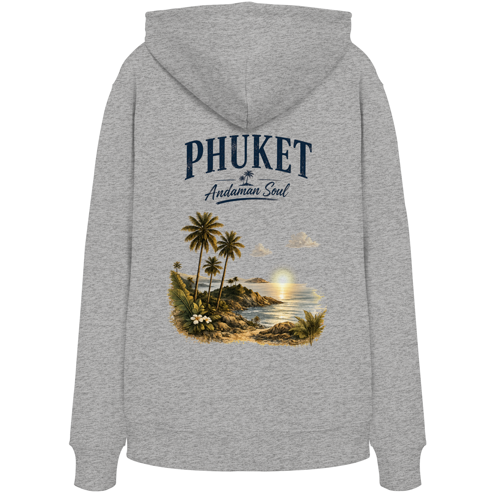 Phuket Thailand – Andaman Soul – Vintage Rückenprint  - Bio Hoodie - Kapuzenpullover