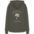 Bio Hoodie in khaki mit Koh Phangan Mini Palm Motiv als Backprint – Original-Mockup