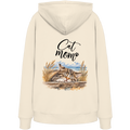 Cat Mom Bio-Hoodie in Natural Raw – Original-Rückansicht mit Kapuze und Katzen-Küstenmotiv als Rückenprint.