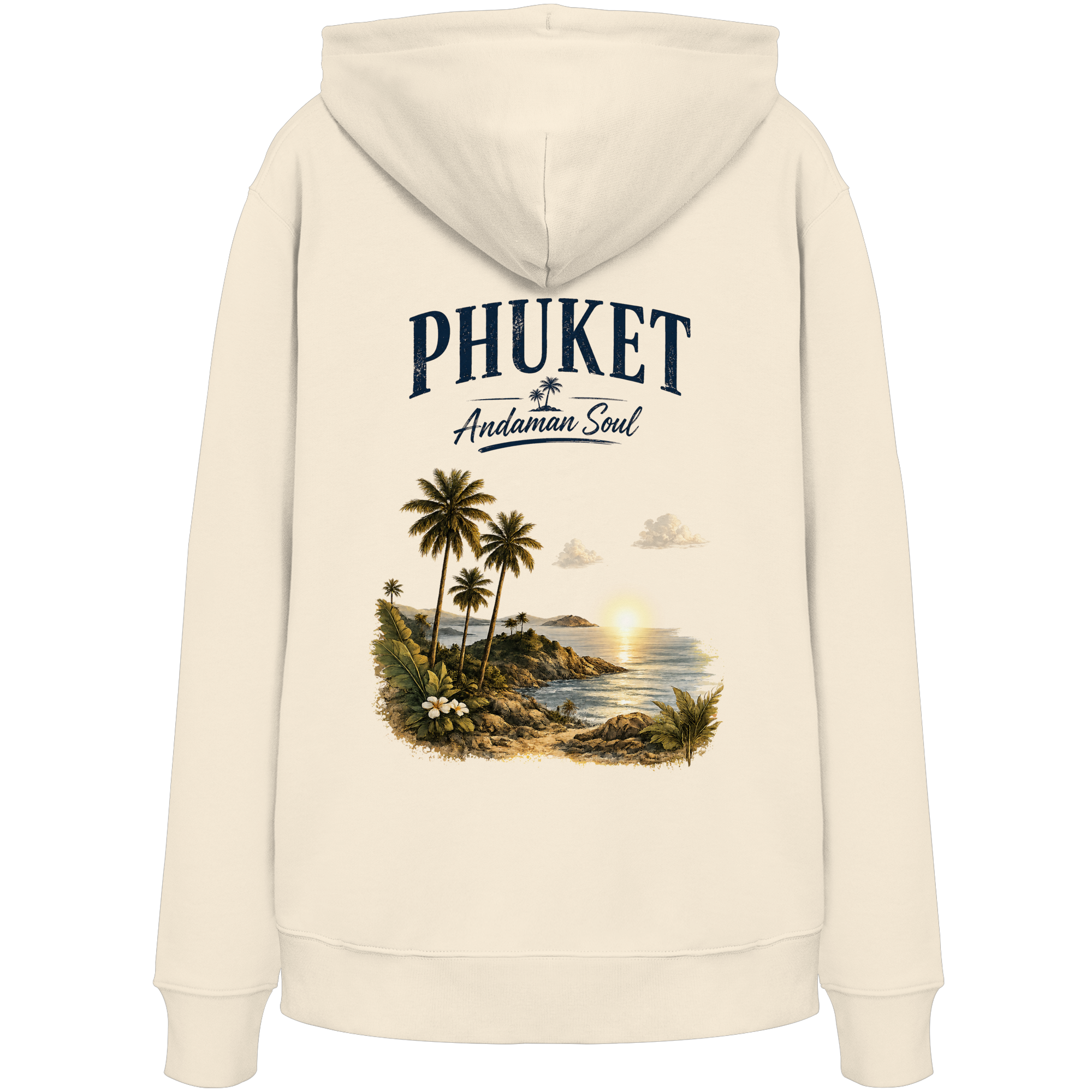 Phuket Thailand – Andaman Soul – Vintage Rückenprint  - Bio Hoodie - Kapuzenpullover