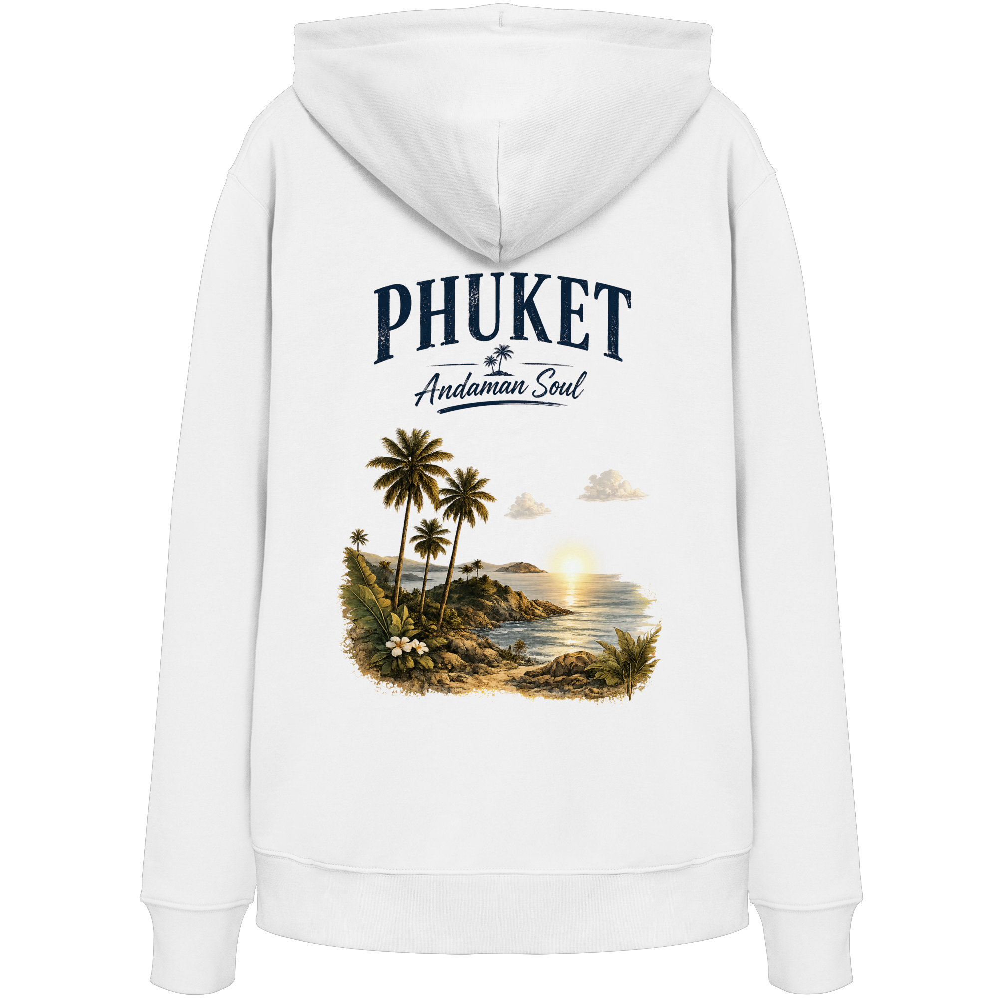 Phuket Thailand – Andaman Soul – Vintage Rückenprint  - Bio Hoodie - Kapuzenpullover