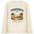 Original-/Katalogmockup: Unisex Bio-Longsleeve in Natural Raw, Rückansicht mit Timmendorfer-Beach-Club-Rückendruck.