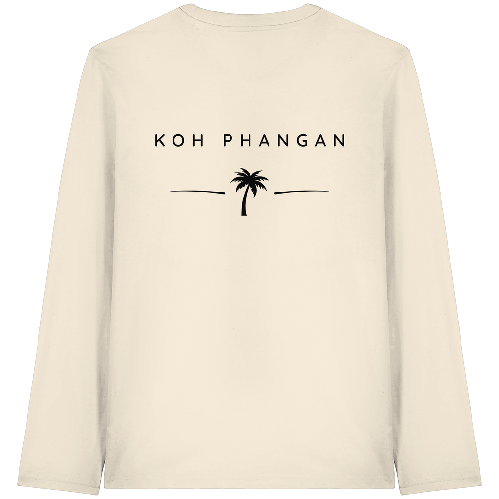 Original-Mockup des Bio Longsleeve in Natural Raw mit Koh-Phangan-Minimal-Backprint