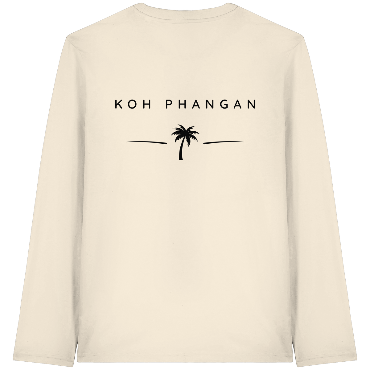 Original-Mockup des Bio Longsleeve in Natural Raw mit Koh-Phangan-Minimal-Backprint