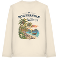 Bio Longsleeve T-Shirt – Backprint in natural raw als Original-Mockup mit Koh Phangan Good Vibes Only Backprint