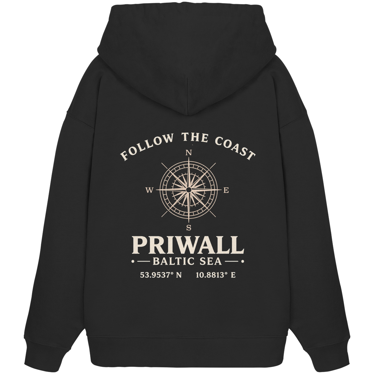 Priwall – Follow the Coast – Dark Edition – Bio Oversize Hoodie – Backprint