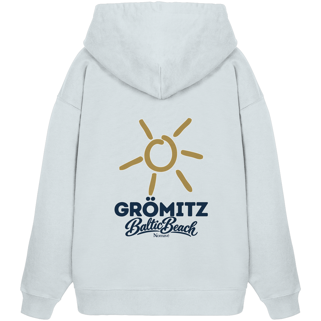 Grömitz Sonne Bio Oversize Hoodie Baltic Beach Rückendruck – Shirtigo-Originalmockup 5 (blue-ice)