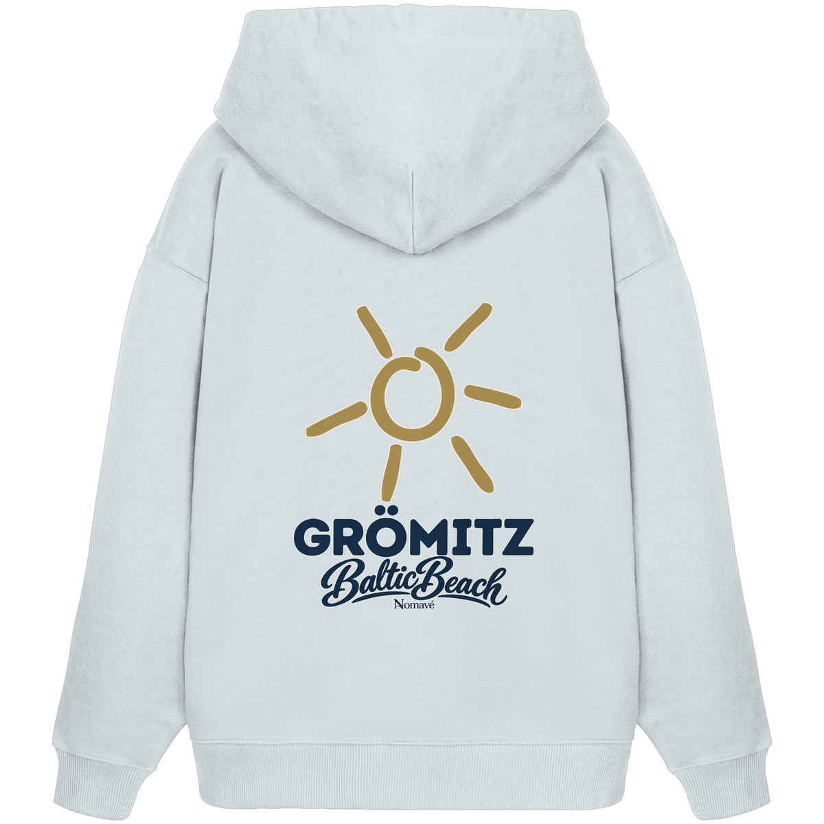 Grömitz Sonne Bio Oversize Hoodie Baltic Beach Rückendruck – Shirtigo-Originalmockup 5 (blue-ice)