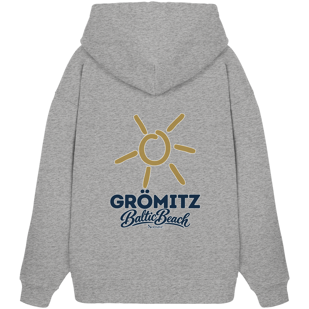 Grömitz Sonne Bio Oversize Hoodie Baltic Beach Rückendruck – Shirtigo-Originalmockup 4 (heather-grey)