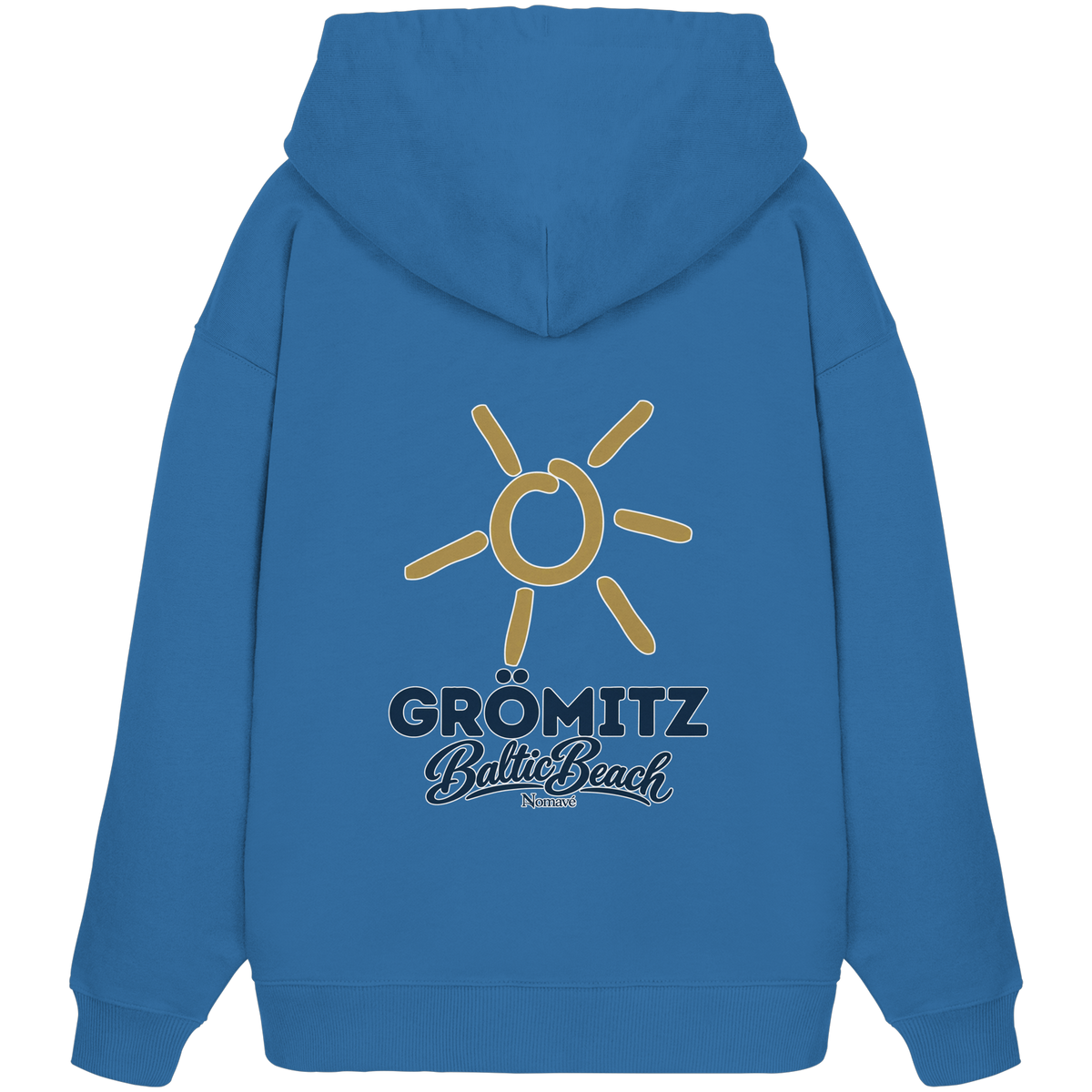 Grömitz Sonne Bio Oversize Hoodie Baltic Beach Rückendruck – Shirtigo-Originalmockup 7 (mindful-blue)