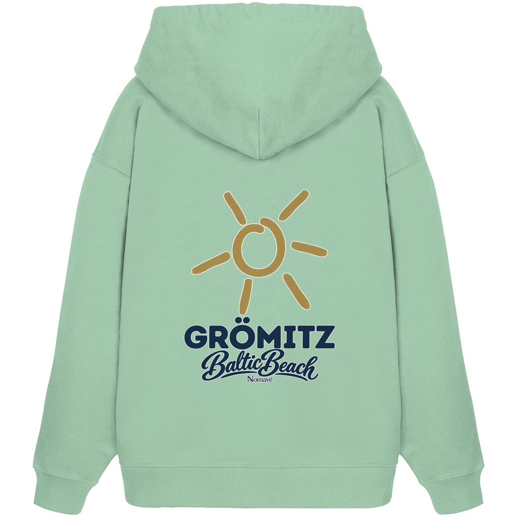 Grömitz Sonne Bio Oversize Hoodie Baltic Beach Rückendruck – Shirtigo-Originalmockup 6 (misty-jade)