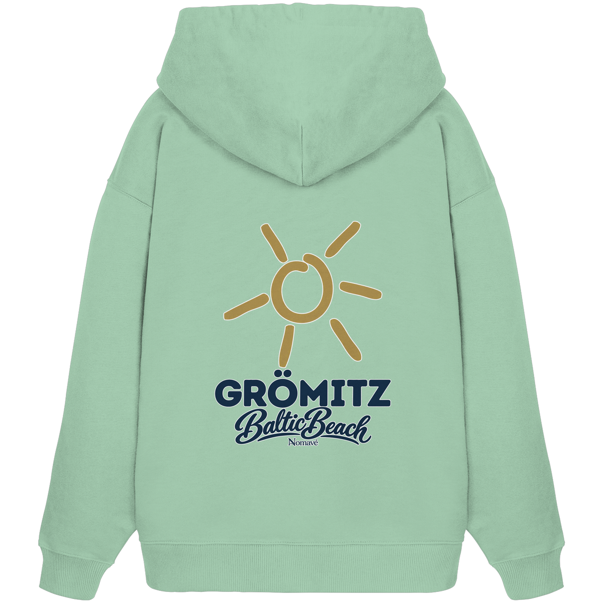 Grömitz Sonne Bio Oversize Hoodie Baltic Beach Rückendruck – Shirtigo-Originalmockup 6 (misty-jade)