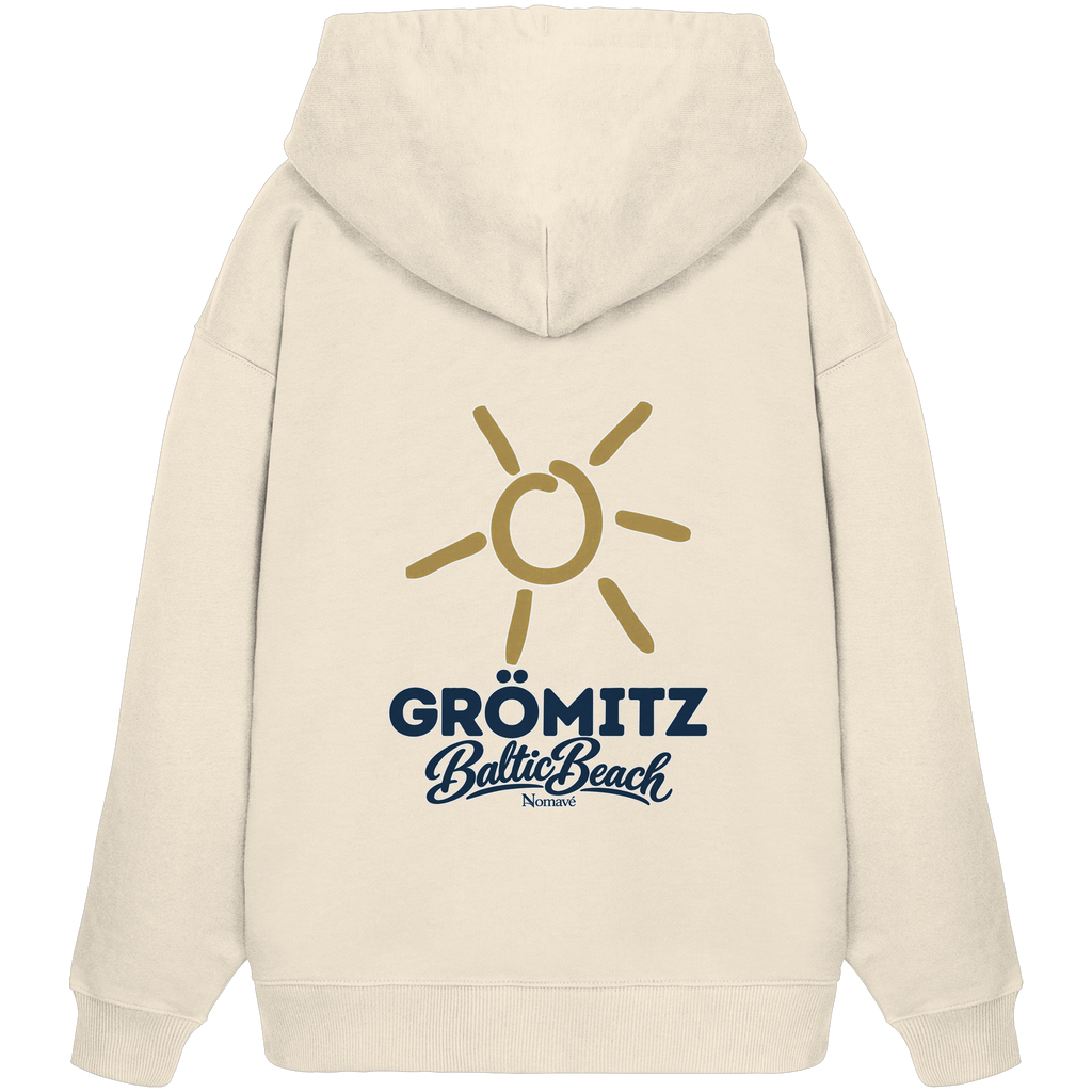 Grömitz Sonne Bio Oversize Hoodie Baltic Beach Rückendruck – Shirtigo-Originalmockup 1 (natural-raw)