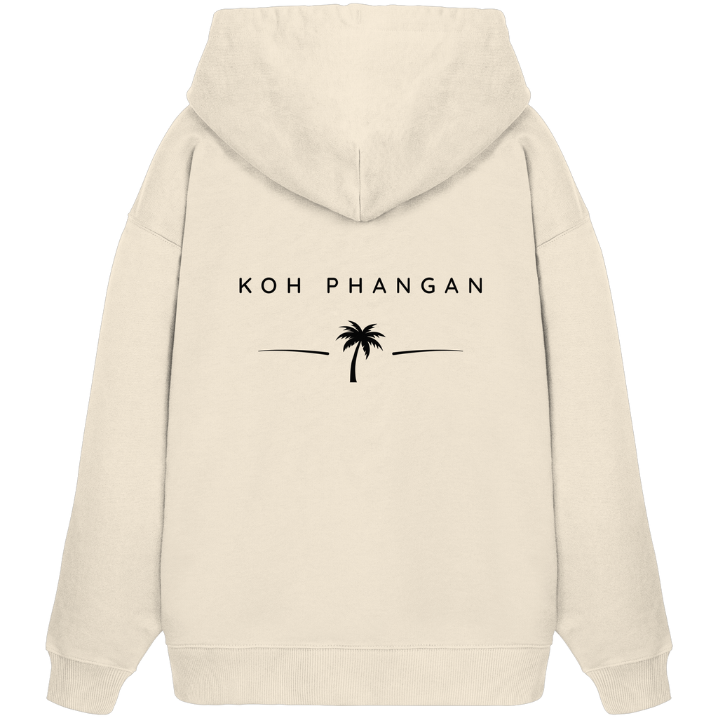 Original-Mockup des Bio Oversize Hoodie in Natural Raw mit Koh-Phangan-Minimal-Backprint