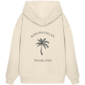 Koh Phangan Mini Palm – Bio Oversize Hoodie – Backprint – Originalmockup in Natural Raw, Produktansicht 1