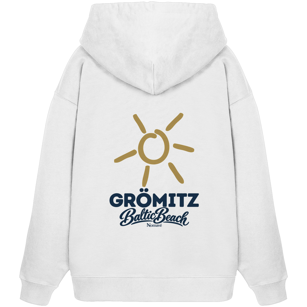 Grömitz Sonne Bio Oversize Hoodie Baltic Beach Rückendruck – Shirtigo-Originalmockup 2 (white)