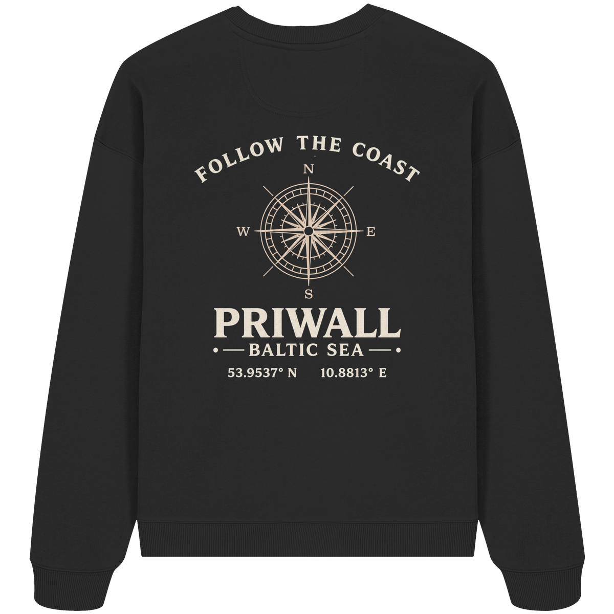 Priwall – Follow the Coast – Dark Edition – Bio Oversize Sweatshirt – Backprint