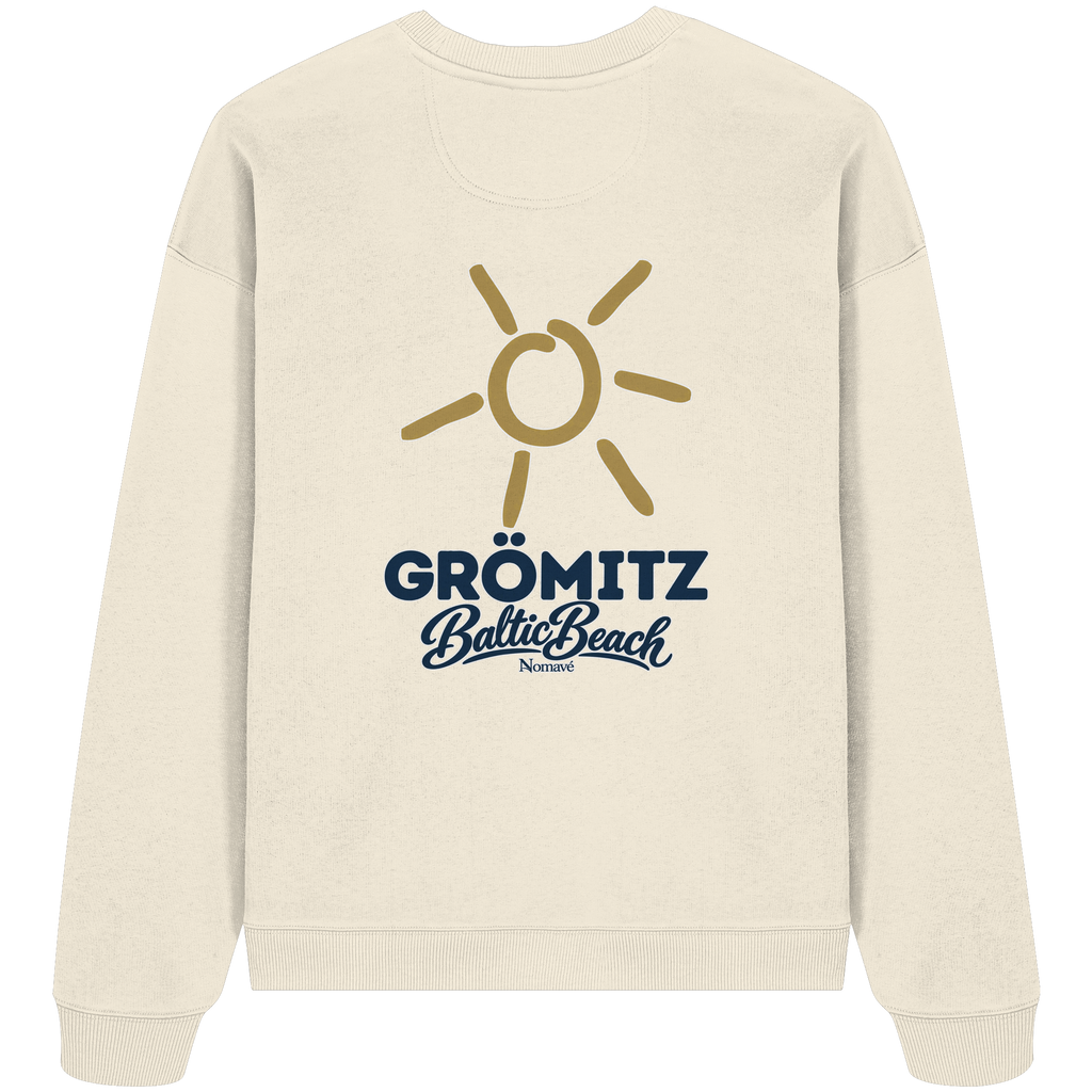 Grömitz Sonne Bio Oversize Sweatshirt Baltic Beach Rückendruck – Shirtigo-Originalmockup 4 (cream)