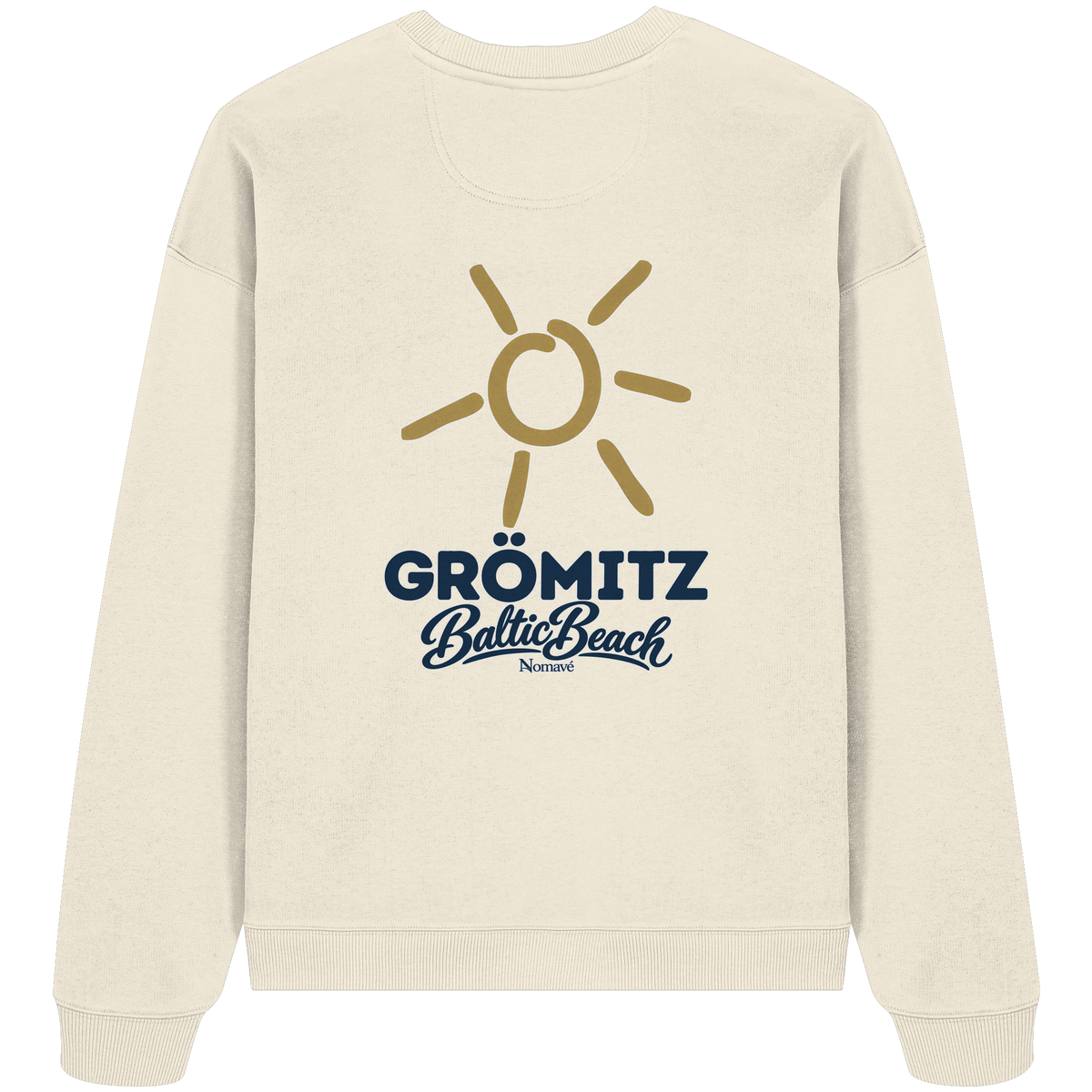 Grömitz Sonne Bio Oversize Sweatshirt Baltic Beach Rückendruck – Shirtigo-Originalmockup 4 (cream)