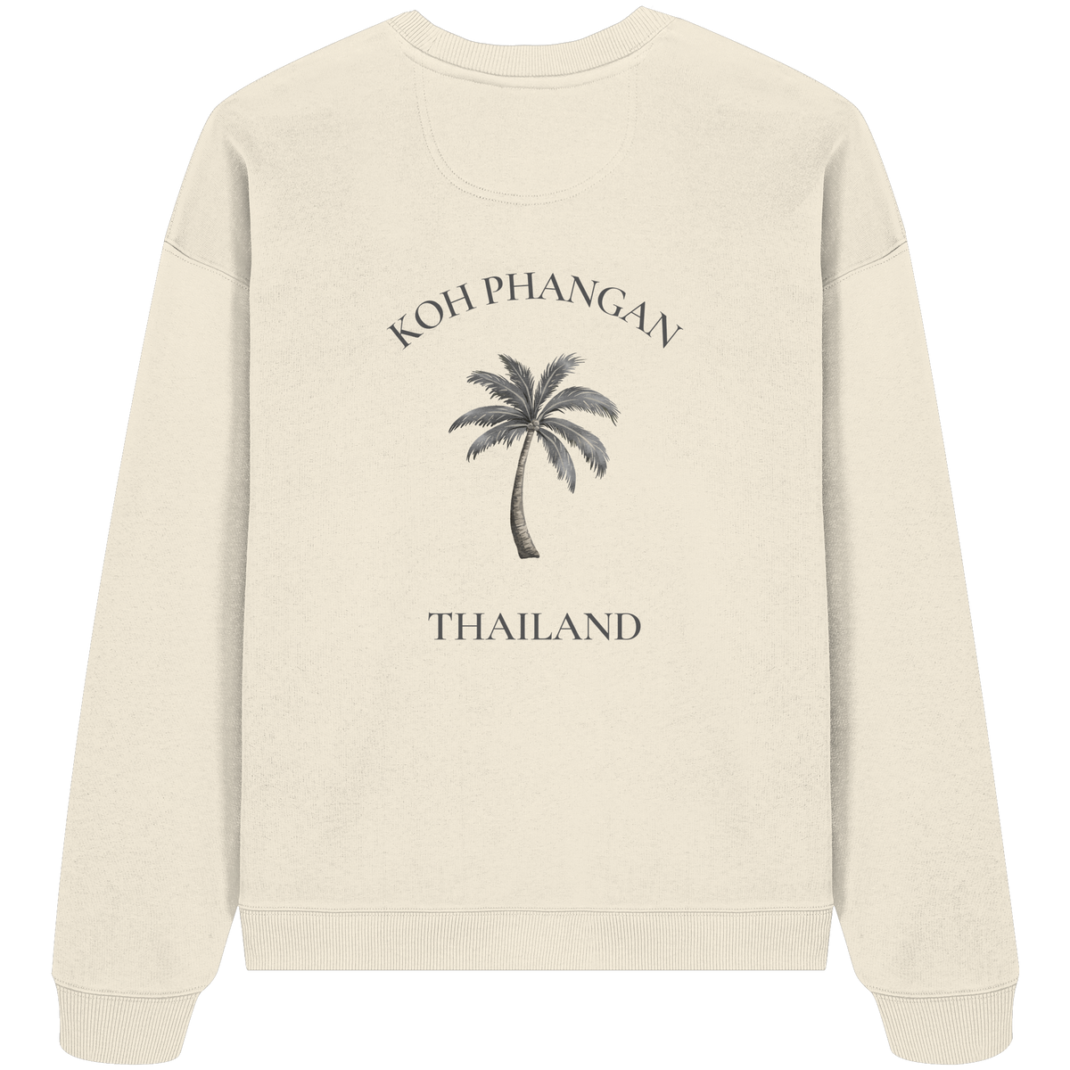 Koh Phangan Mini Palm – Bio Oversize Sweatshirt – Backprint – Originalmockup in Cream, Produktansicht 2