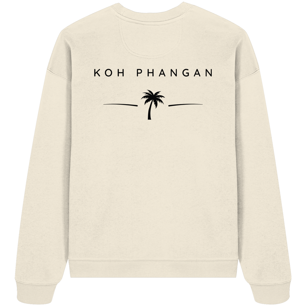 Original-Mockup des Bio Oversize Sweatshirt in Cream mit Koh-Phangan-Minimal-Backprint