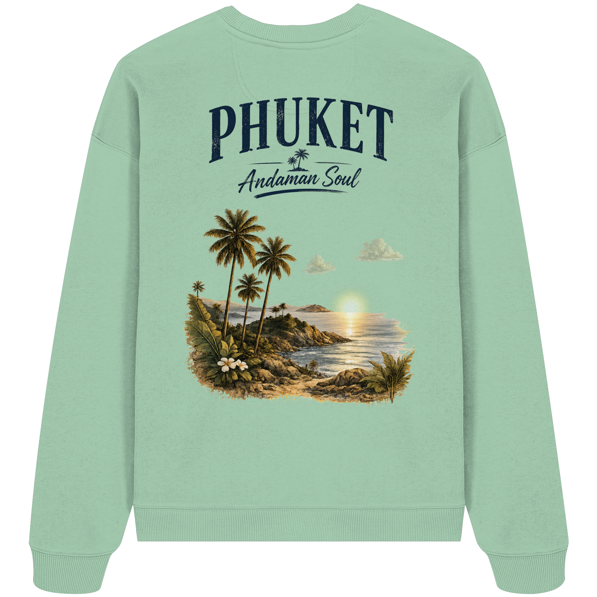 Phuket Thailand – Andaman Soul – Vintage Rückenprint  - Bio Baumwolle  Oversize Sweatshirt