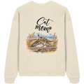 Cat Mom Bio-Oversize-Sweatshirt in Natural Raw – Original-Rückansicht im Oversized Fit mit schlafender Katze und Küstenmotiv als Rückenprint.