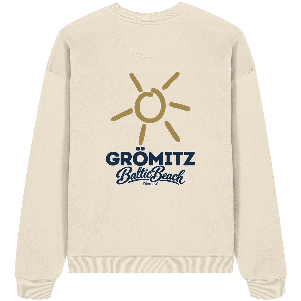 Grömitz Sonne Bio Oversize Sweatshirt Baltic Beach Rückendruck – Shirtigo-Originalmockup 1 (natural-raw)