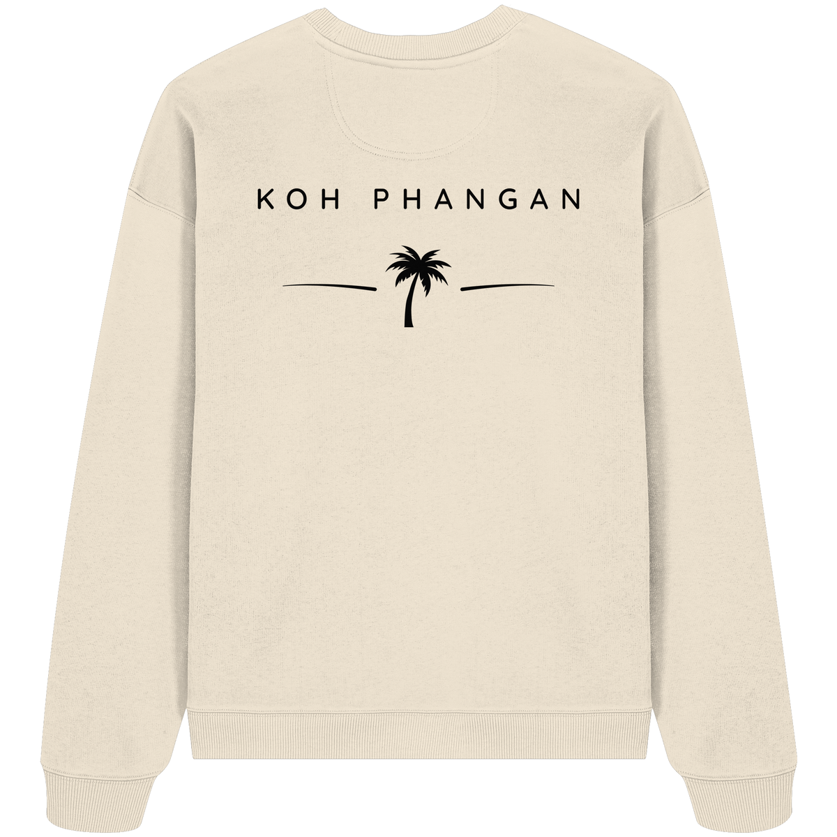 Original-Mockup des Bio Oversize Sweatshirt in Natural Raw mit Koh-Phangan-Minimal-Backprint