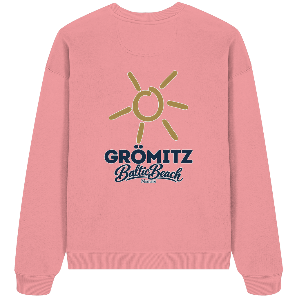 Grömitz Sonne Bio Oversize Sweatshirt Baltic Beach Rückendruck – Shirtigo-Originalmockup 7 (pink-joy)