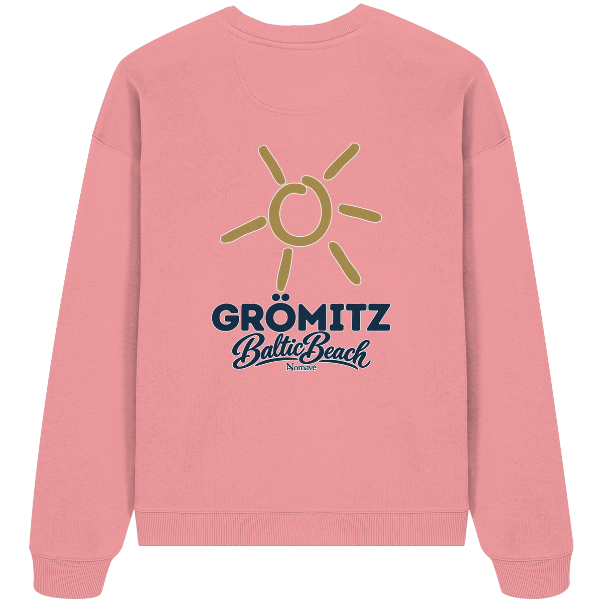 Grömitz Sonne Bio Oversize Sweatshirt Baltic Beach Rückendruck – Shirtigo-Originalmockup 7 (pink-joy)