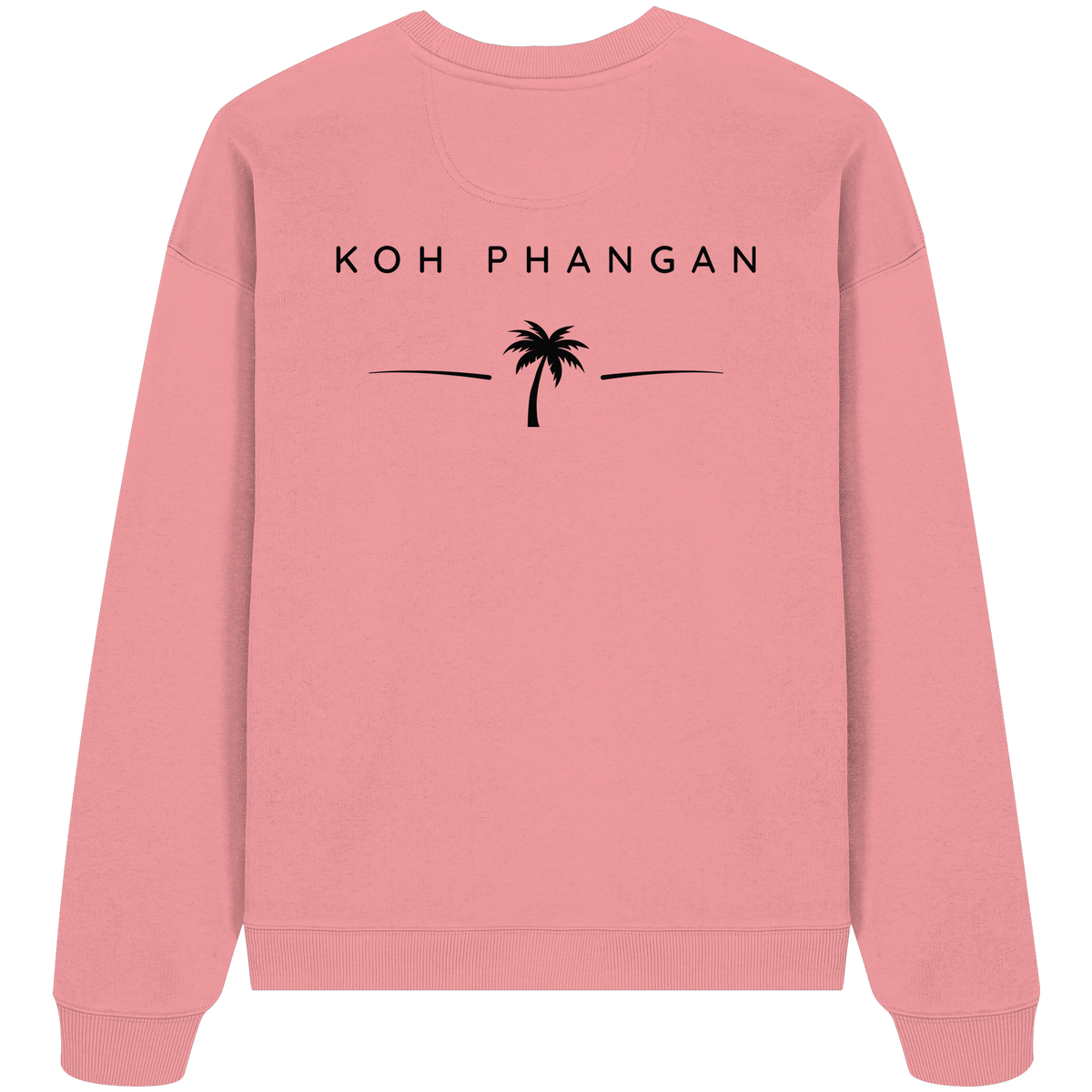 Original-Mockup des Bio Oversize Sweatshirt in Pink Joy mit Koh-Phangan-Minimal-Backprint