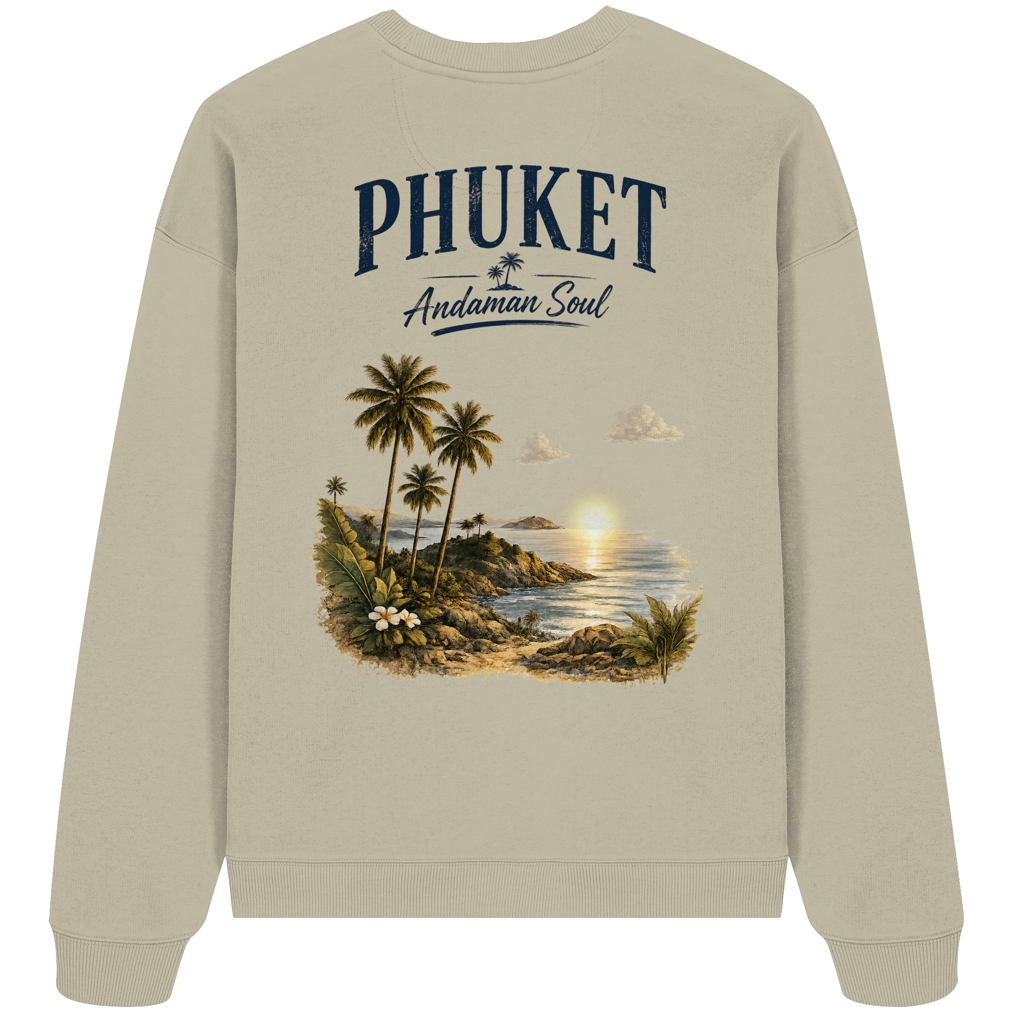 Phuket Thailand – Andaman Soul – Vintage Rückenprint  - Bio Baumwolle  Oversize Sweatshirt