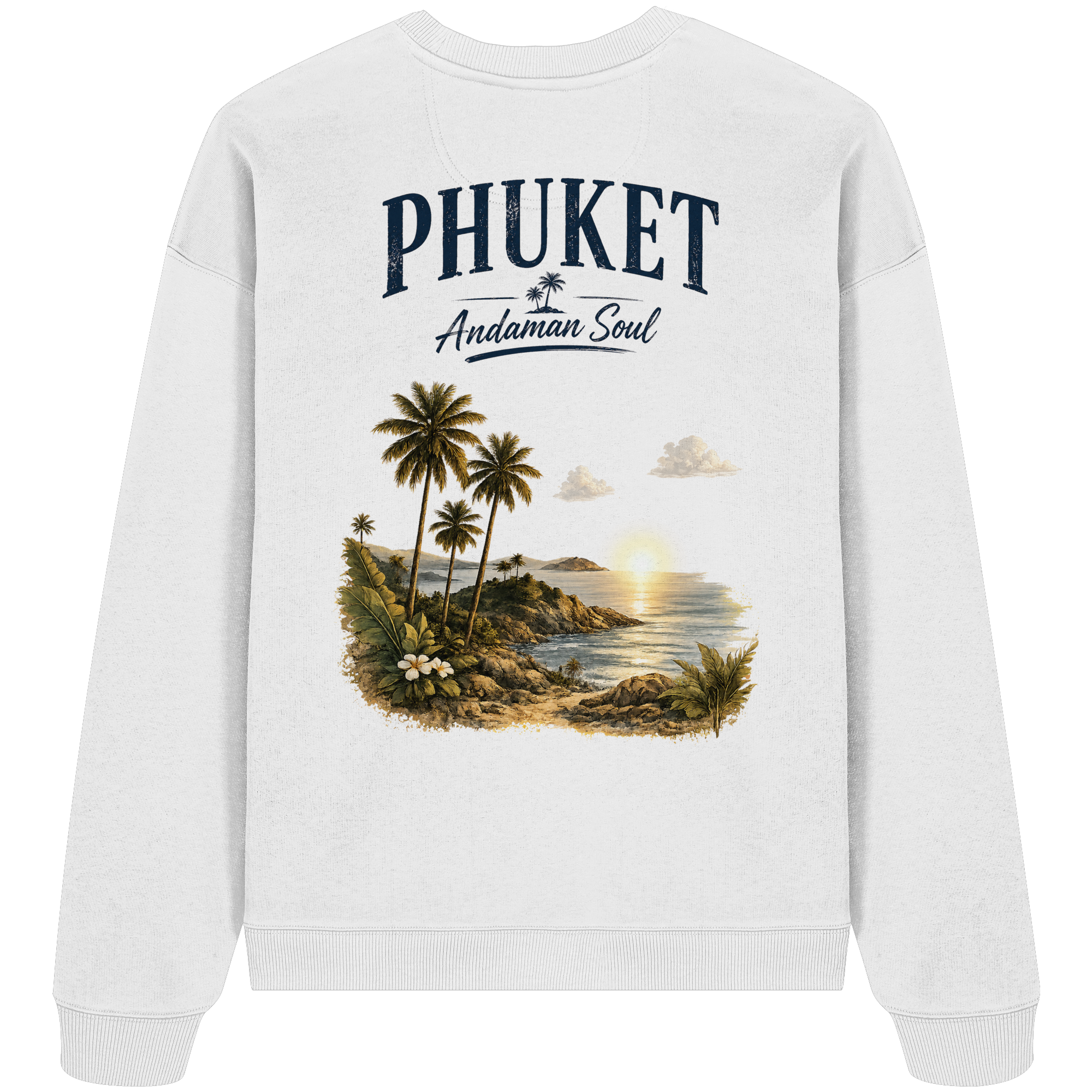 Phuket Thailand – Andaman Soul – Vintage Rückenprint  - Bio Baumwolle  Oversize Sweatshirt
