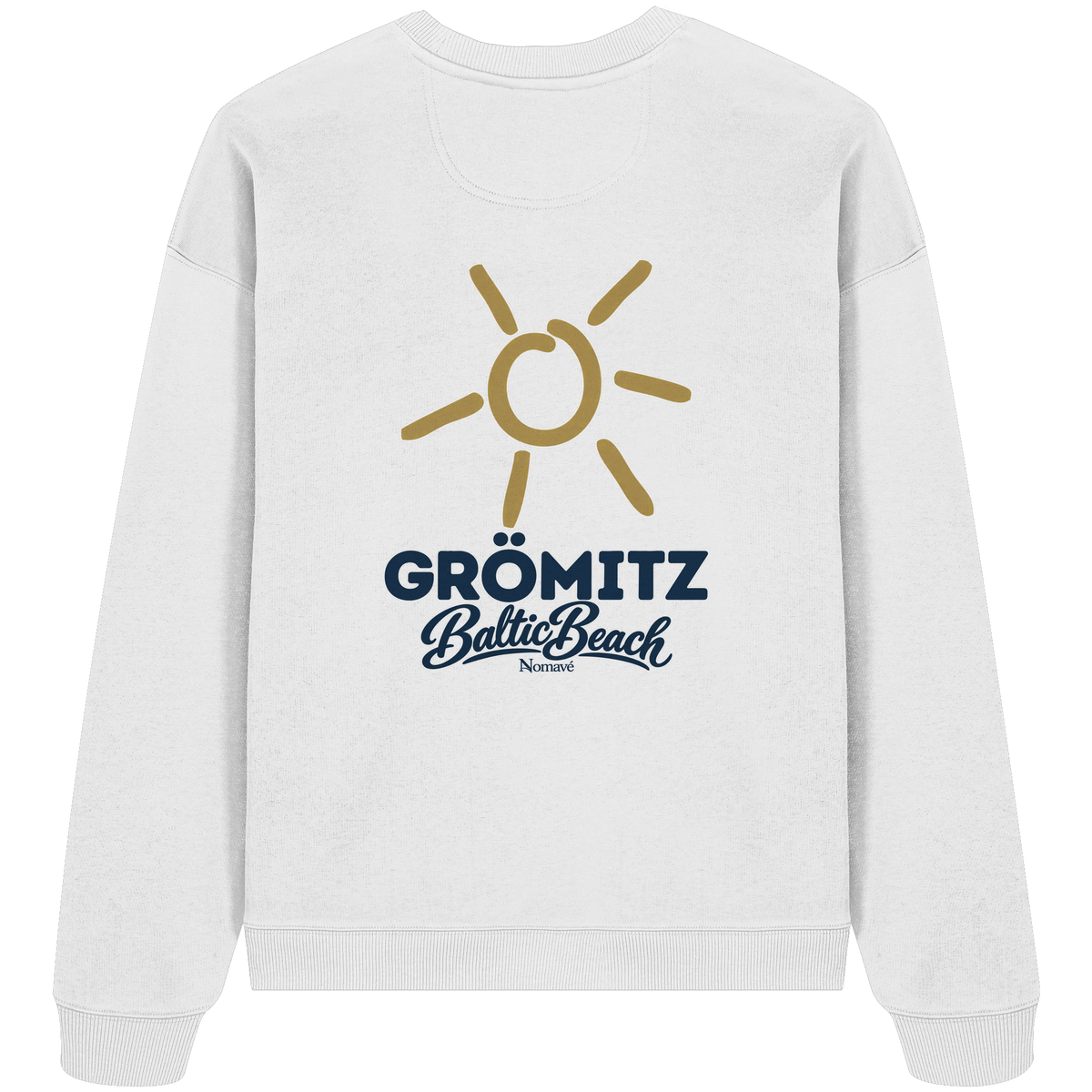 Grömitz Sonne Bio Oversize Sweatshirt Baltic Beach Rückendruck – Shirtigo-Originalmockup 2 (white)
