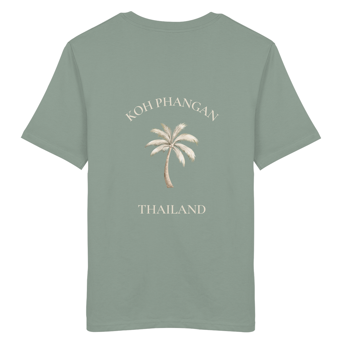 Koh Phangan Mini Palm – Bio T-Shirt – Backprint – Originalmockup in Aloe, Produktansicht 21