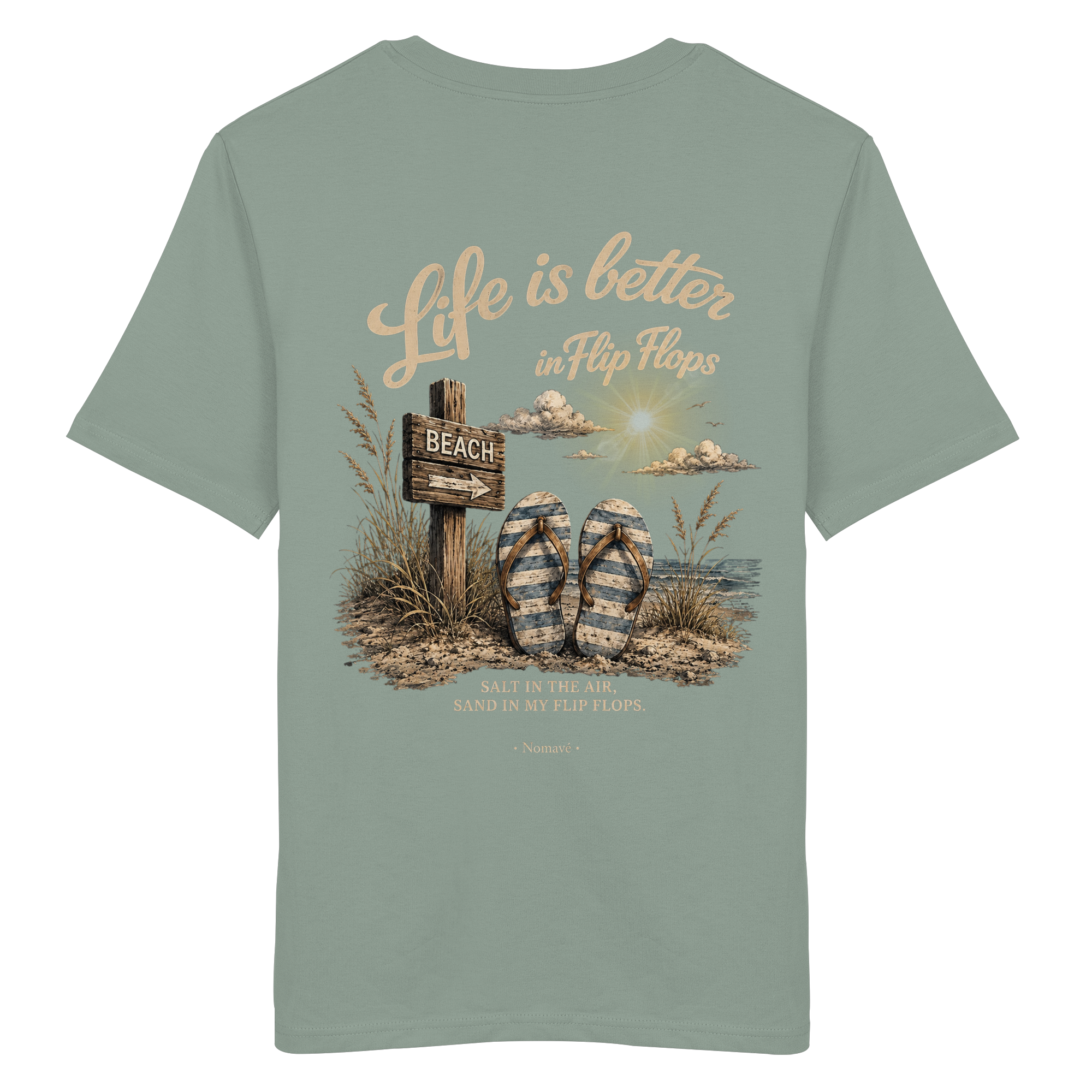 Life-is-better-in-flip-flops-dark-edition-backprint - Organic Shirt