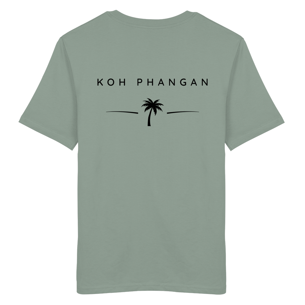 weitere Originalansicht des Bio T-Shirt in Aloe mit Koh-Phangan-Minimal-Backprint
