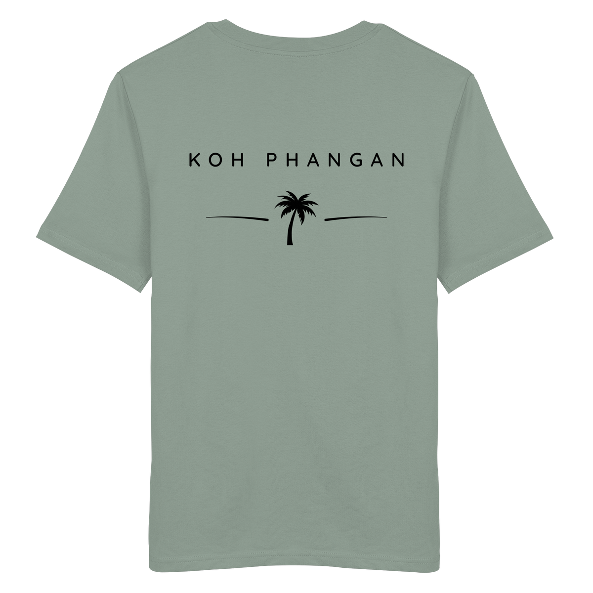 weitere Originalansicht des Bio T-Shirt in Aloe mit Koh-Phangan-Minimal-Backprint