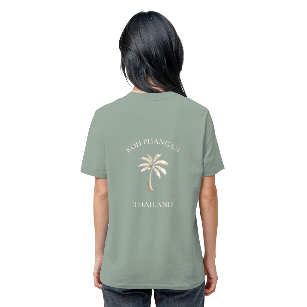 Koh Phangan Mini Palm – Bio T-Shirt – Backprint – Originalmockup in Aloe, Produktansicht 22