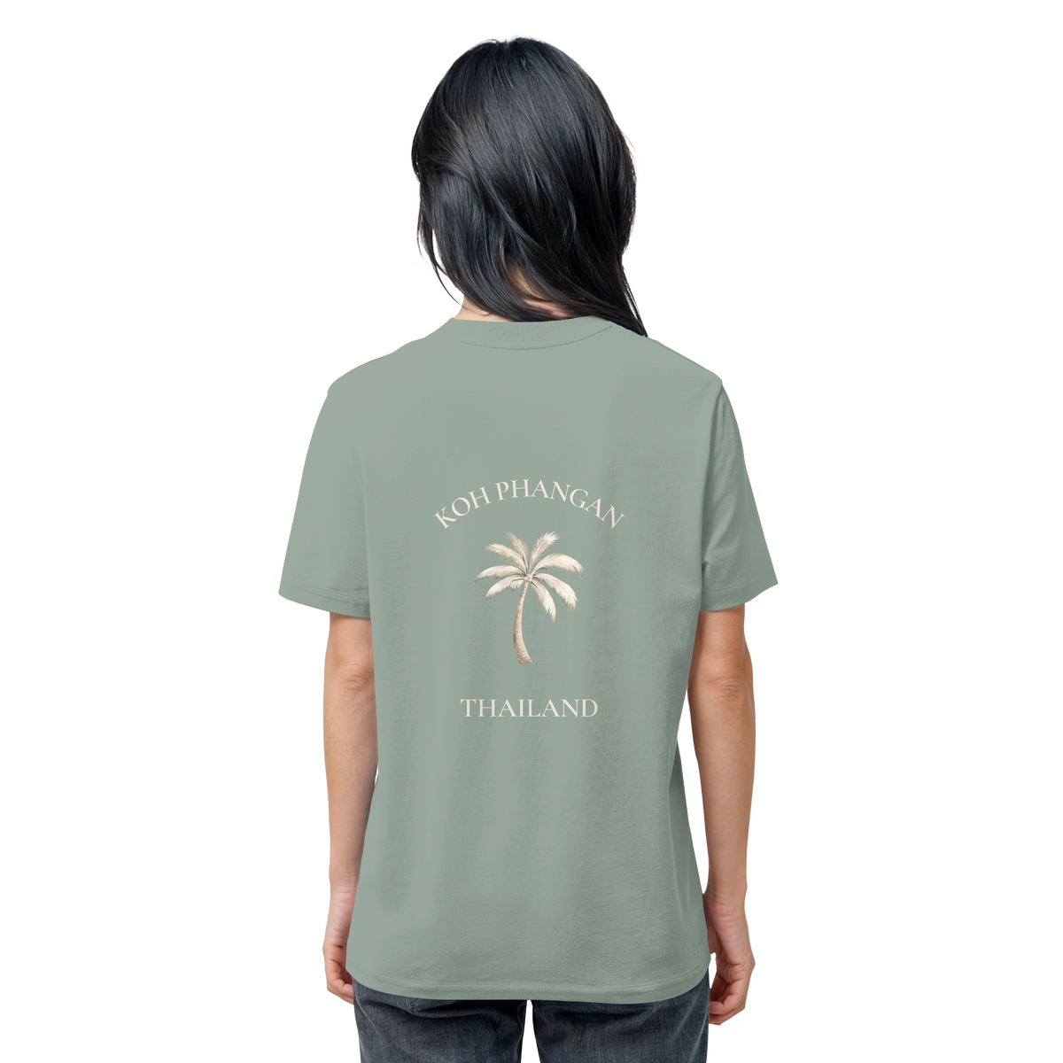 Koh Phangan Mini Palm – Bio T-Shirt – Backprint – Originalmockup in Aloe, Produktansicht 22