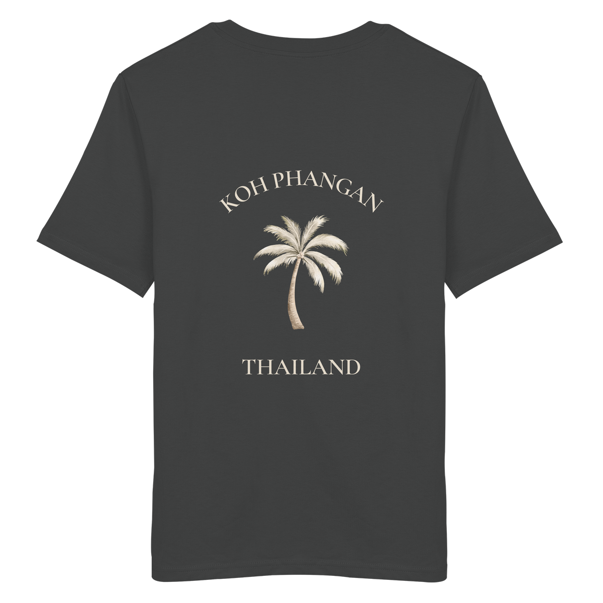 Koh Phangan Mini Palm – Bio T-Shirt – Backprint – Originalmockup in Anthracite, Produktansicht 7