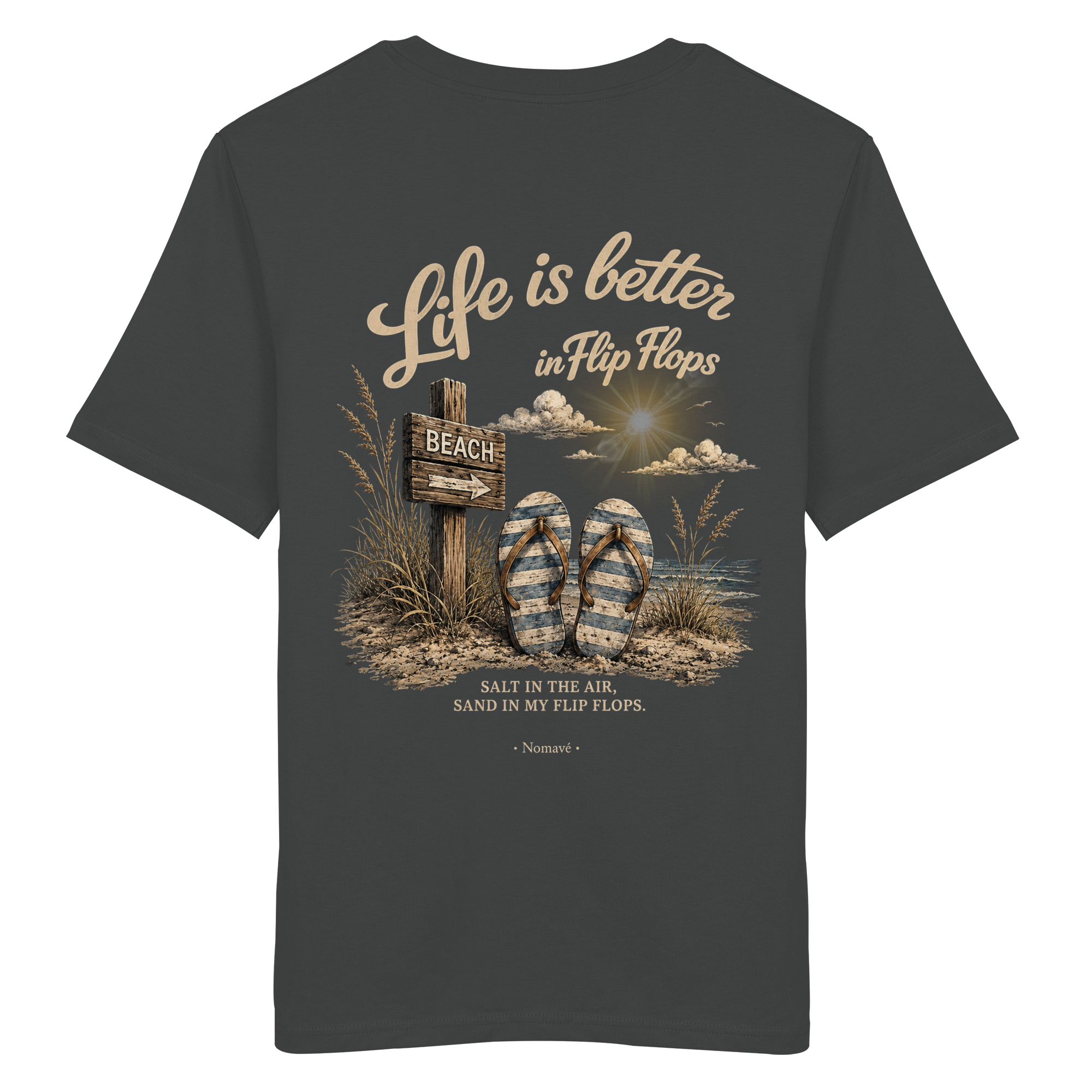 Life-is-better-in-flip-flops-dark-edition-backprint - Organic Shirt