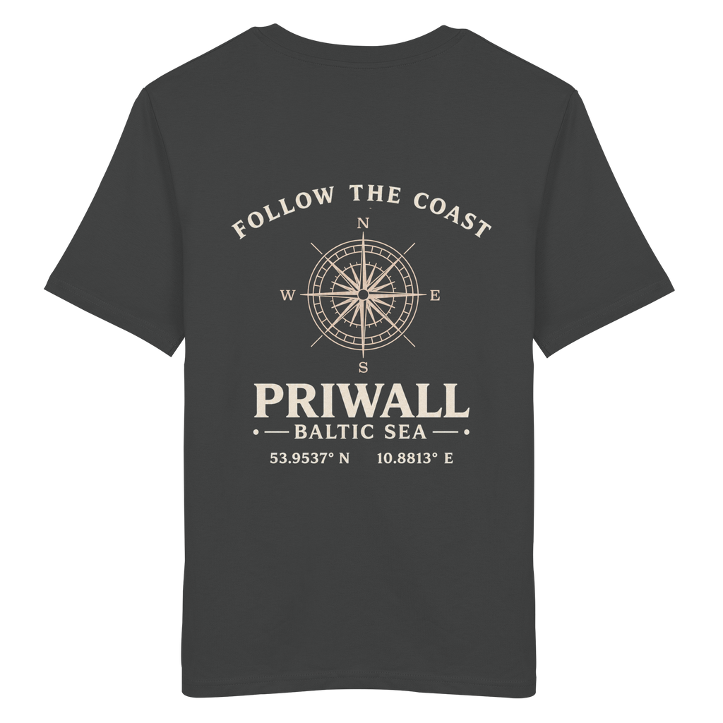 Priwall – Follow the Coast – Dark Edition – Bio T-Shirt – Backprint