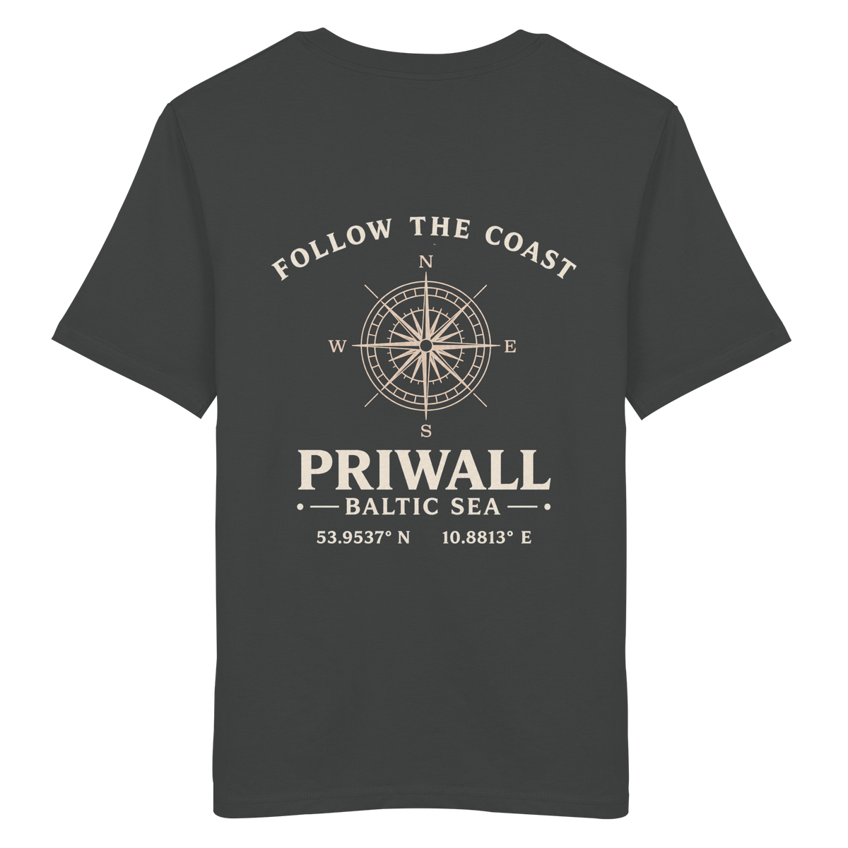 Priwall – Follow the Coast – Dark Edition – Bio T-Shirt – Backprint