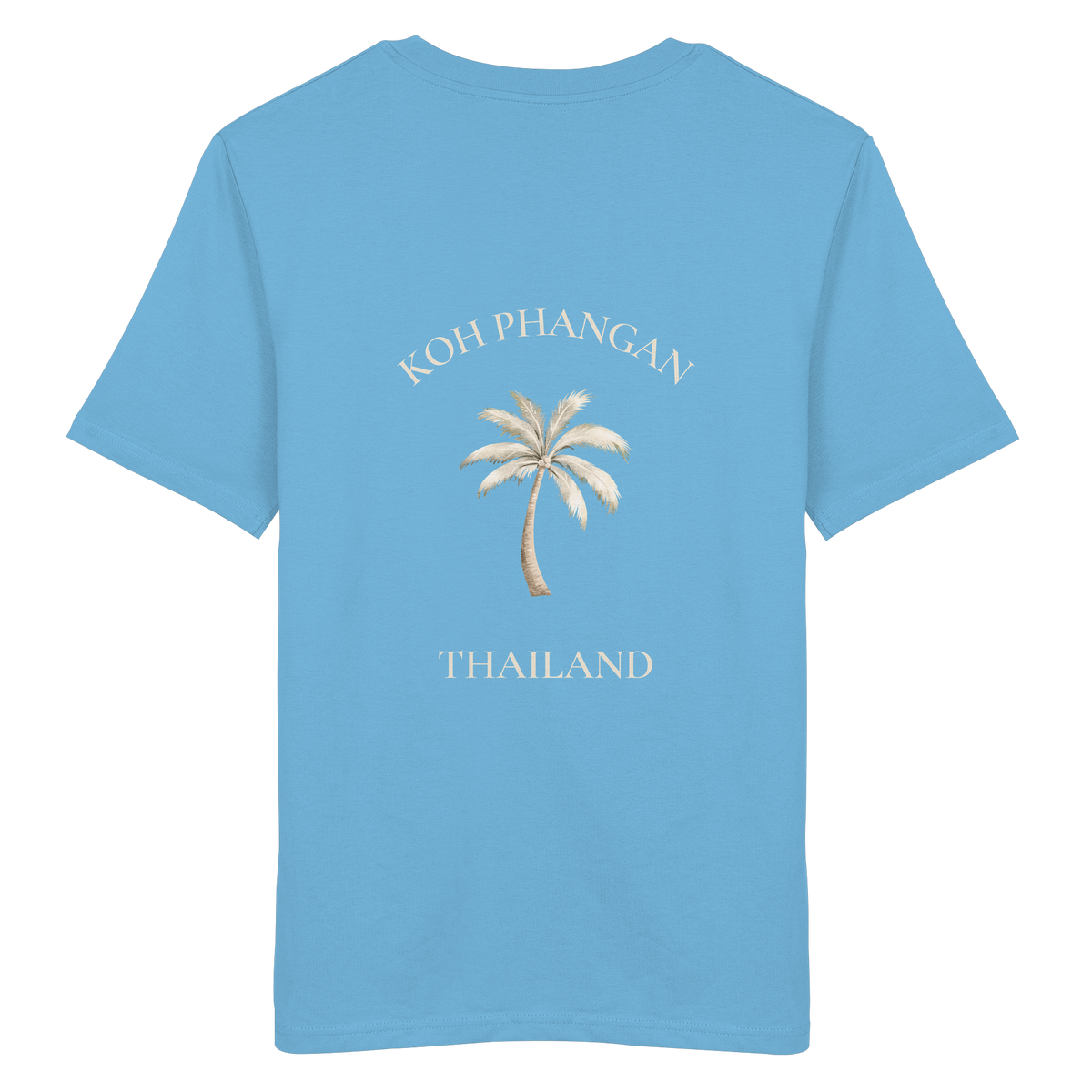 Koh Phangan Mini Palm – Bio T-Shirt – Backprint – Originalmockup in Aqua Blue, Produktansicht 19