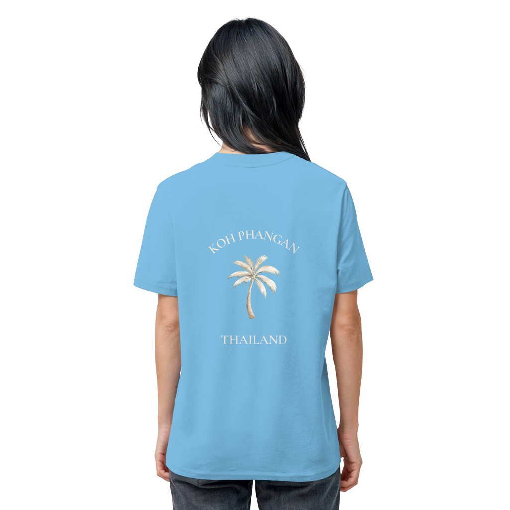 Koh Phangan Mini Palm – Bio T-Shirt – Backprint – Originalmockup in Aqua Blue, Produktansicht 20